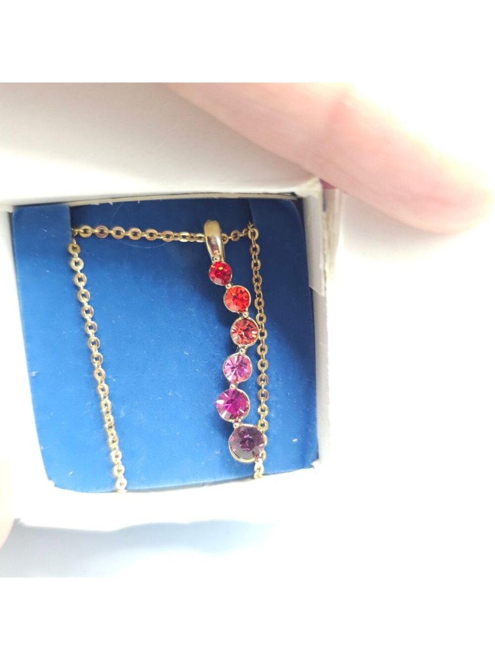 Avon Believe in Love Ombre Necklace Warm Crystals Gold Tone Valentines Gift